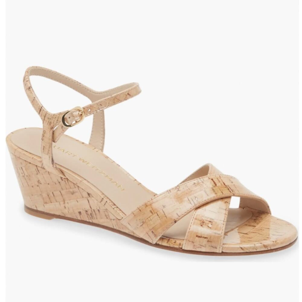 Stuart Weitzman Dayna Ankle Strap Wedge Sandal Size 9.5 - Picture 1 of 9